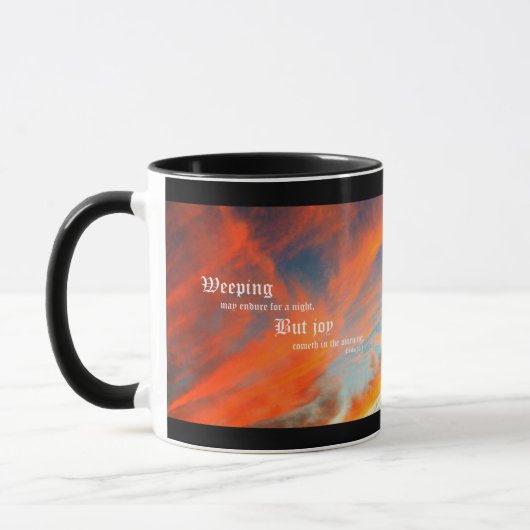 September Wolken mit Psalm 30:5 Tasse (Links)