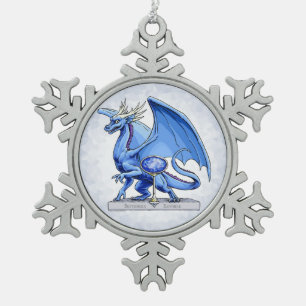 Septembers Birthstone Drache: Saphir Schneeflocken Zinn-Ornament