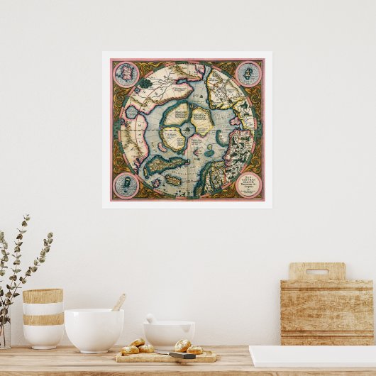 Septentrionalium terrarum description, map of the poster (Küche)