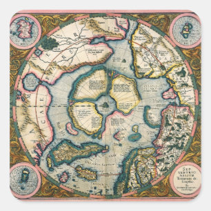 Septentrionalium terrarum description, map of the  quadratischer aufkleber