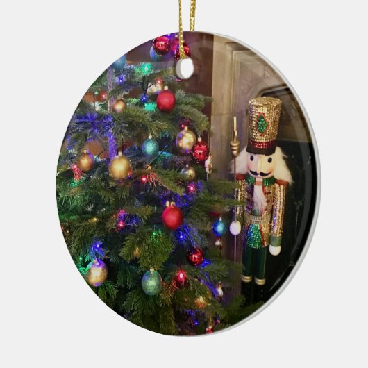 SequED Nutcracker Soldier und Weihnachtsbaum Keramik Ornament (Links)