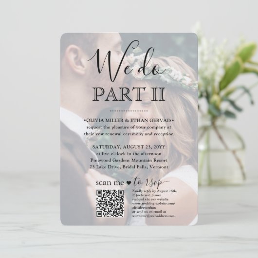 Sequel Wedding QR Code UAWG 2 Foto Wir machen Teil Einladung (Stehend Vorderseite)