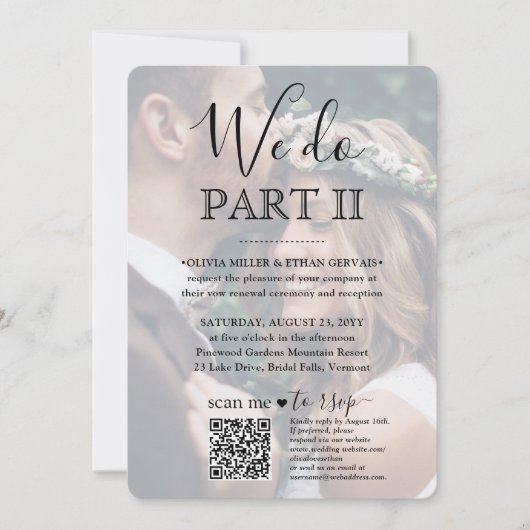 Sequel Wedding QR Code UAWG 2 Foto Wir machen Teil Einladung (Vorderseite)