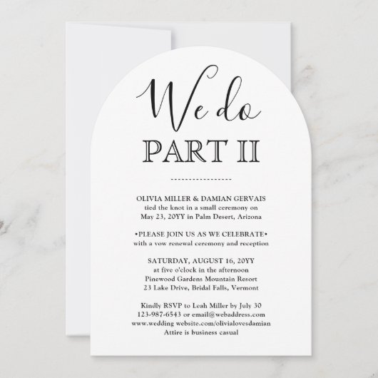 Sequel Wedding We Do Part II Elegantes modernes Fo Einladung (Vorderseite)