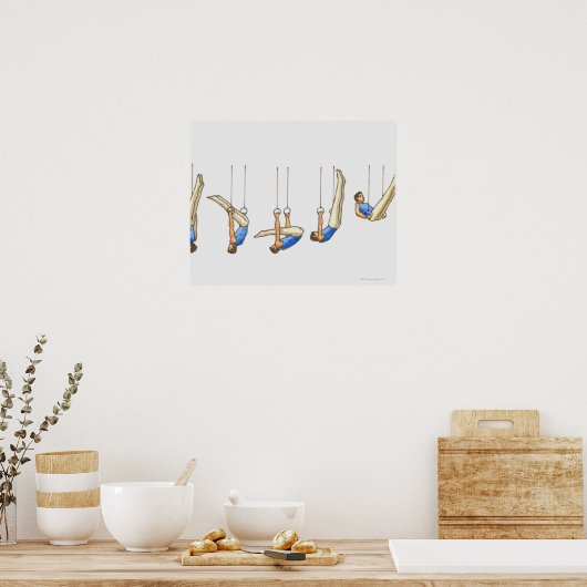 Sequence of illustrations showing male gymnast 2 poster (Küche)