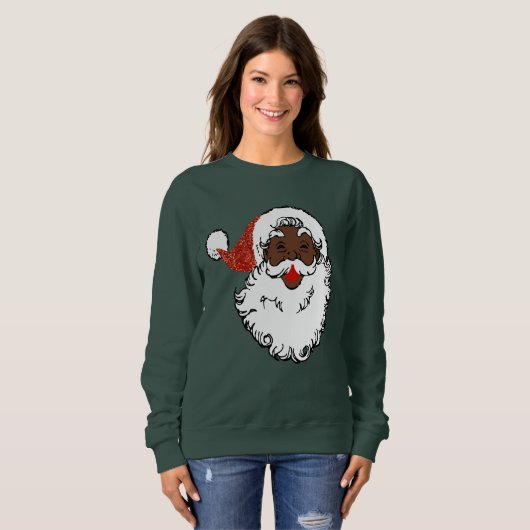 Sequenzen Black Santa Claus Frauen Sweatshirt (Vorne ganz)