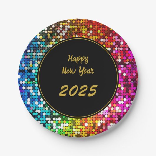 Sequenzen Custom New Year Gold Black Pappteller (Vorderseite)