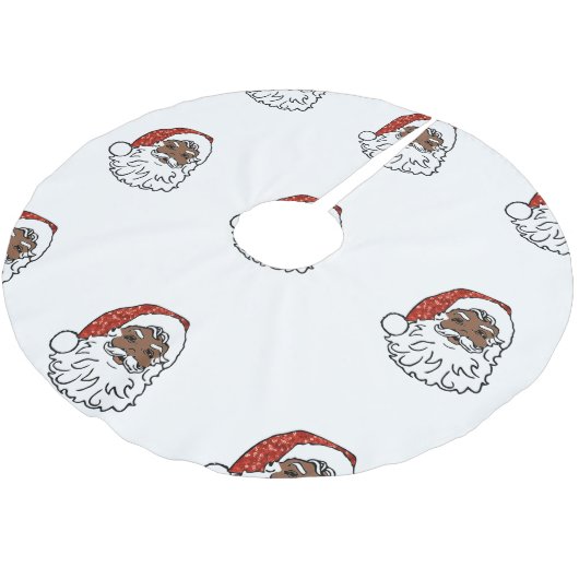 Sequenzer Schwarzer Santa Claus Weihnachtsbaumrock Polyester Weihnachtsbaumdecke (Schrägansicht)
