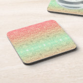 Sequenzer Spitzenmuster ombre pfirsichgrün Getränkeuntersetzer (Linke Seite)