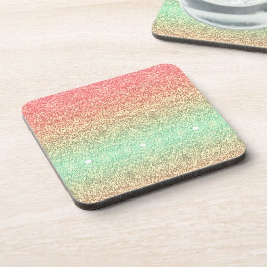 Sequenzer Spitzenmuster ombre pfirsichgrün Getränkeuntersetzer (Linke Seite)