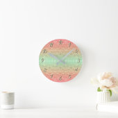 Sequenzer Spitzenmuster ombre rosa goldgrün Runde Wanduhr (Zuhause)