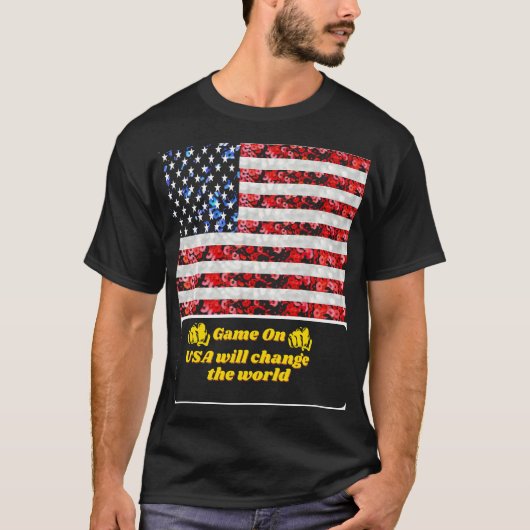 Sequin American Flag T - Shirt (Vorderseite)