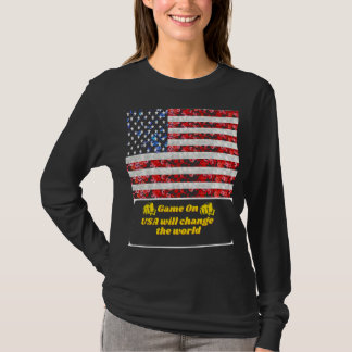 Sequin American Flag T - Shirt USA