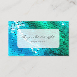Sequin Business Card Blue Green Meraid Visitenkarte
