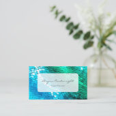 Sequin Business Card Blue Green Meraid Visitenkarte (Stehend Vorderseite)