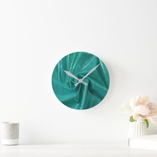 Sequin-Funkel-Glitzer aquamarin Runde Wanduhr (Zuhause)