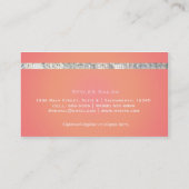 Sequin Glam Sunset Orange Pink Business Card Visitenkarte (Rückseite)