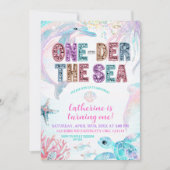 sequin glitter ONEder the sea birthday invitation Einladung (Vorderseite)