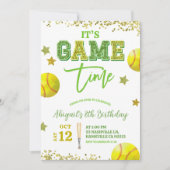 Sequin Glitter Softball Girl birthday invitat Einladung (Vorderseite)