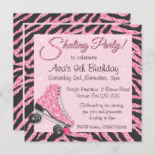 Sequin Glittering Roller Skaten-Party Einladungen (Vorne/Hinten)