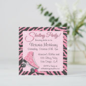 Sequin Glittering Roller Skaten-Party Einladungen (Stehend Vorderseite)