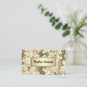 Sequin Glitzer Gold Floral Muster Visitenkarte (Stehend Vorderseite)