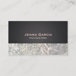 Sequin Glitzy Glam Black Charcoal Business Card Visitenkarte