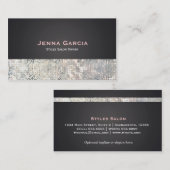 Sequin Glitzy Glam Black Charcoal Business Card Visitenkarte (Vorne/Hinten)