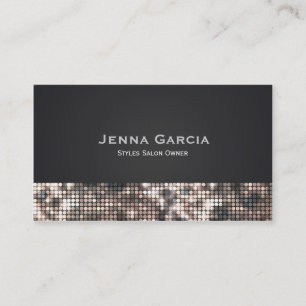 Sequin Glitzy Glam Bronze Black Business Card Visitenkarte