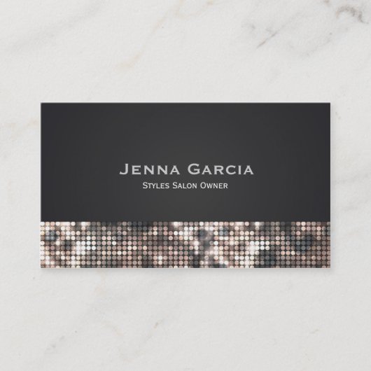 Sequin Glitzy Glam Bronze Black Business Card Visitenkarte (Vorderseite)