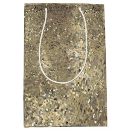 Sequin-Goldgeschenktasche für Geschenke Mittlere Geschenktüte