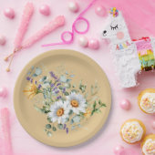 Sequin Light Yellow Daisies Lavender Dusche Pappteller (Party)