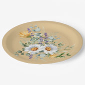 Sequin Light Yellow Daisies Lavender Dusche Pappteller (Schrägansicht)