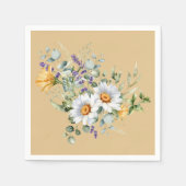 Sequin Light Yellow Daisies Lavender Serviette (Vorderseite)