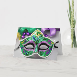 Sequin Mardi Gras Mask Birthday Karte