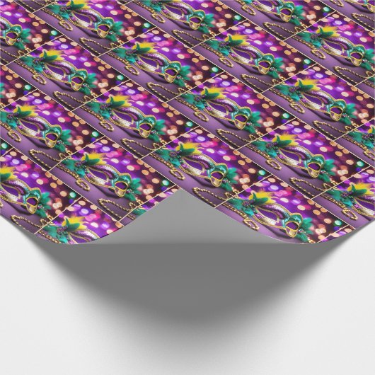 Sequin Mardi Gras Maske mit Perlen Geschenkpapier (Ecke)