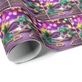 Sequin Mardi Gras Maske mit Perlen Geschenkpapier (Rolleneckpunkt)