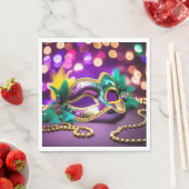 Sequin Mardi Gras Maske mit Perlen Serviette (Beispiel)