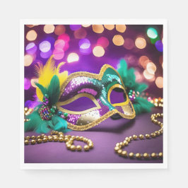 Sequin Mardi Gras Maske mit Perlen Serviette