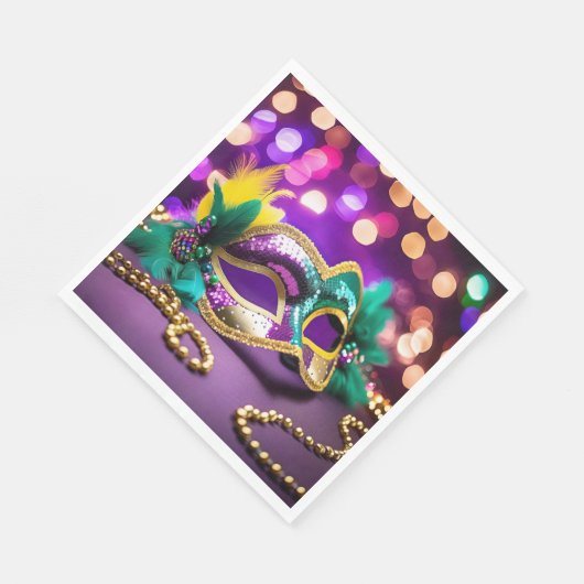 Sequin Mardi Gras Maske mit Perlen Serviette (Ecke)