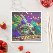 Sequin Mardi Gras Maske mit Perlen Serviette (Beispiel)