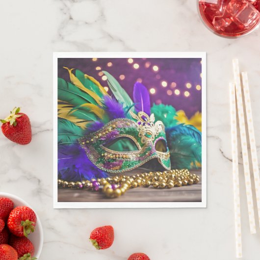Sequin Mardi Gras Maske mit Perlen Serviette (Beispiel)