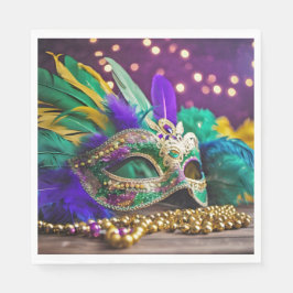 Sequin Mardi Gras Maske mit Perlen Serviette