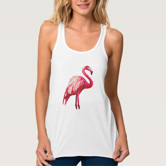 Sequin Printed Tropical Flamingo Bird, Tank Top (Vorderseite)
