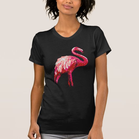 Sequin Printed Tropical Flamingo T-Shirt (Vorderseite)
