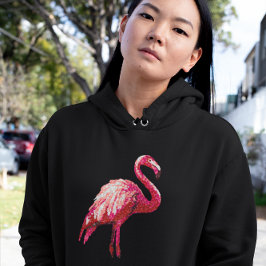Sequin Printed Tropical Flamingo Women's Hoodie