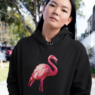 Sequin Printed Tropical Flamingo Women's Hoodie