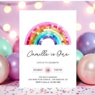 Sequin Rainbow Birthday party Invitation Einladung