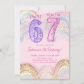 Sequin Rainbow Six Seven 67 Birthday Invitation Einladung (Vorderseite)