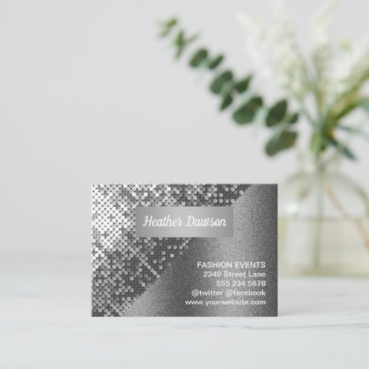 Sequin und Glitzer Visitenkarte (Stehend Vorderseite)